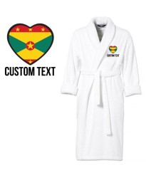 Grenada Flag Heart Shape Embroidery Logo with Custom Text Embroidered Bathrobes